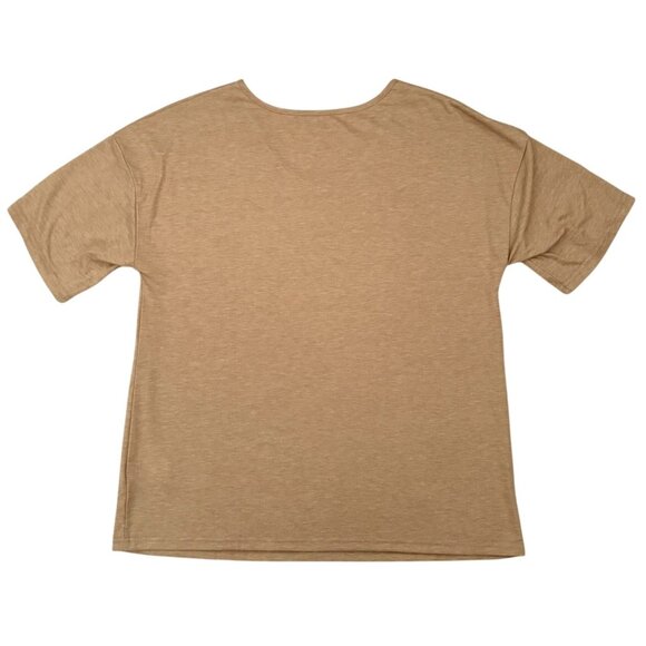 Khaki V Neck Tee Shirt Size XL Soft Lightweight Casual Top Beigecore Tan Basic - Picture 8 of 10